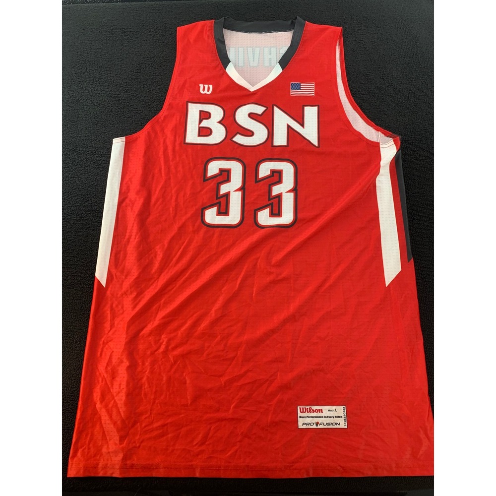 Wilson BSN 33 Red Basketball Jersey Men's L‎ Pro Fusion USA Flag